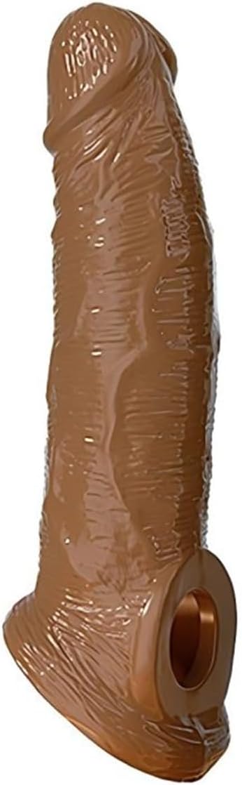 New Big Soft Real Male Super Silicone Sleeve Extension Sheath Extender for Men Male Enhancement Extension Sleeve (Brown, 8 inches)